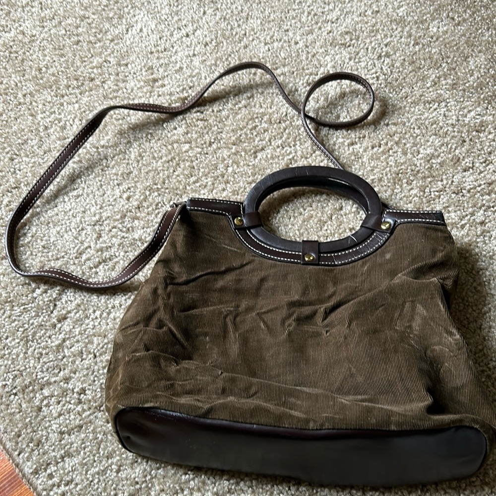 Dark green corduroy vintage Crossbody bag
